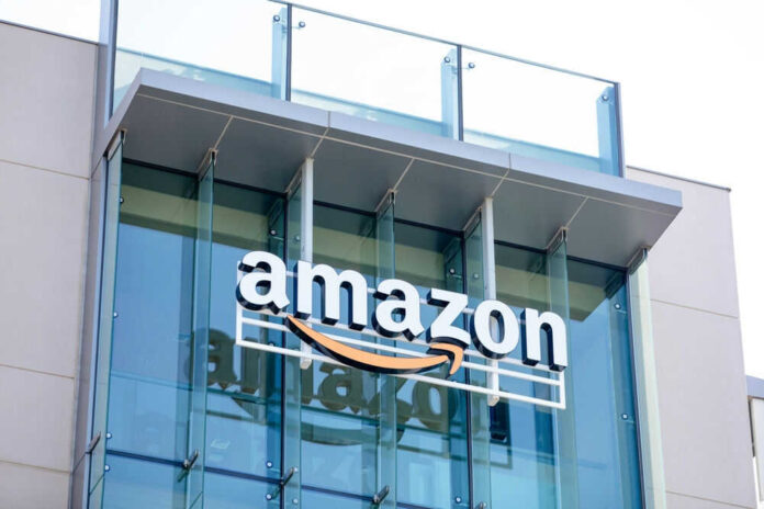 2507295773 Amazon logo on glass building facade