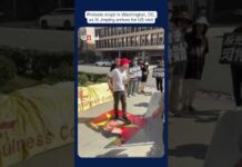 Anti-China Protesters Take Over Washington Streets As Xi Jinping Arrives in US